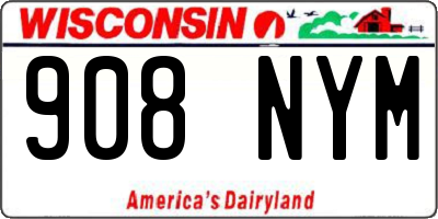 WI license plate 908NYM