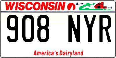 WI license plate 908NYR