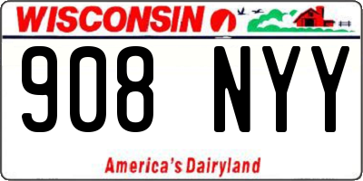 WI license plate 908NYY