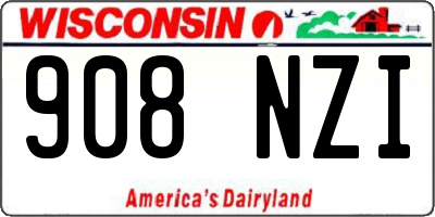 WI license plate 908NZI
