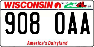 WI license plate 908OAA