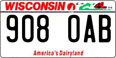 WI license plate 908OAB