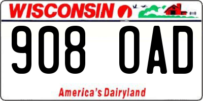 WI license plate 908OAD