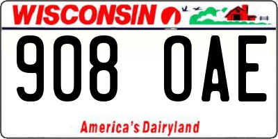 WI license plate 908OAE