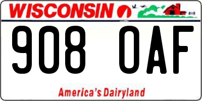 WI license plate 908OAF