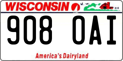 WI license plate 908OAI