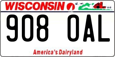 WI license plate 908OAL