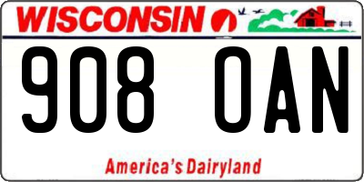 WI license plate 908OAN