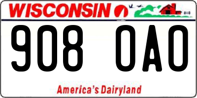 WI license plate 908OAO