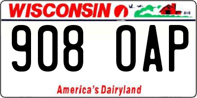 WI license plate 908OAP