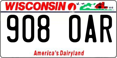 WI license plate 908OAR