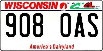 WI license plate 908OAS