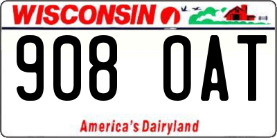 WI license plate 908OAT