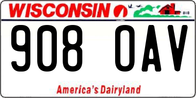 WI license plate 908OAV