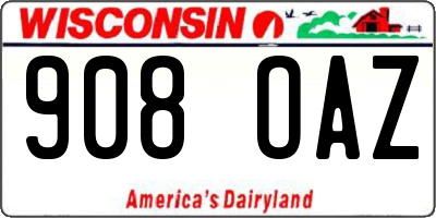 WI license plate 908OAZ