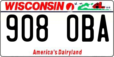WI license plate 908OBA
