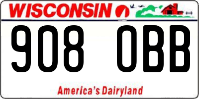 WI license plate 908OBB