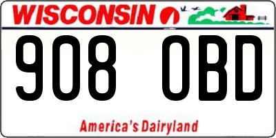 WI license plate 908OBD