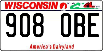 WI license plate 908OBE