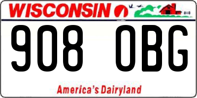 WI license plate 908OBG
