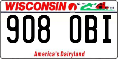 WI license plate 908OBI