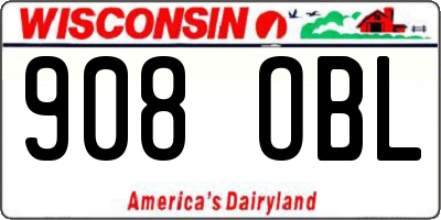 WI license plate 908OBL