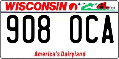 WI license plate 908OCA