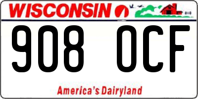 WI license plate 908OCF