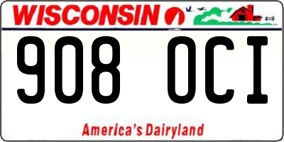 WI license plate 908OCI