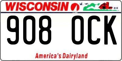 WI license plate 908OCK