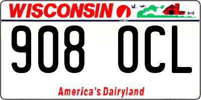 WI license plate 908OCL