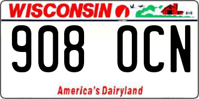 WI license plate 908OCN