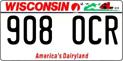 WI license plate 908OCR