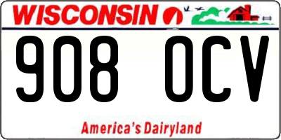 WI license plate 908OCV