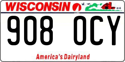 WI license plate 908OCY