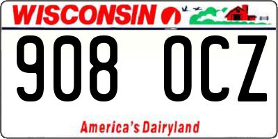 WI license plate 908OCZ