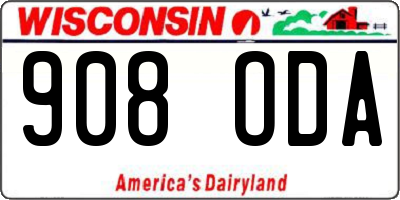 WI license plate 908ODA