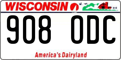 WI license plate 908ODC