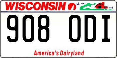 WI license plate 908ODI