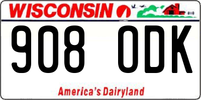 WI license plate 908ODK