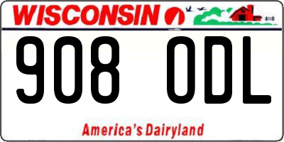 WI license plate 908ODL