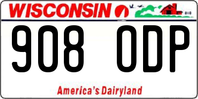 WI license plate 908ODP