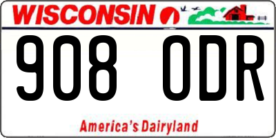 WI license plate 908ODR