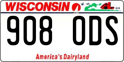 WI license plate 908ODS