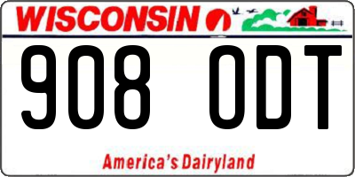 WI license plate 908ODT