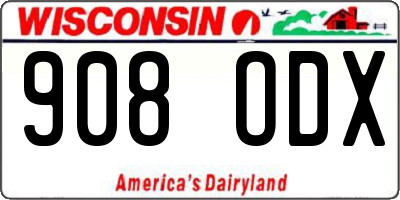 WI license plate 908ODX