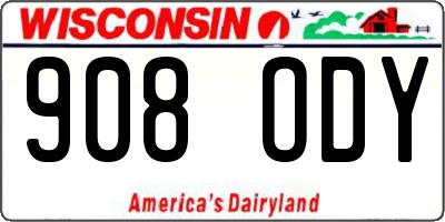 WI license plate 908ODY