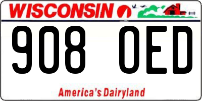 WI license plate 908OED