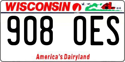 WI license plate 908OES