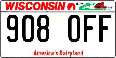 WI license plate 908OFF
